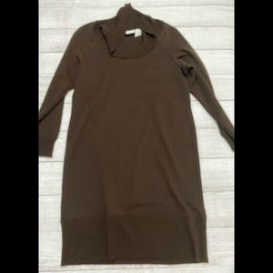 Kim Rodger PM Women's Sweater Dress Petite Medium Brown Cowl Neck.